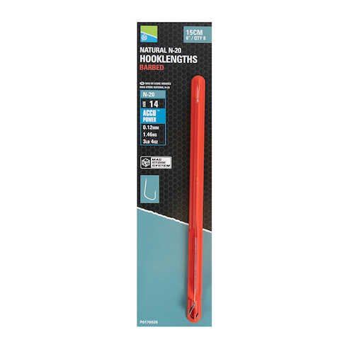 Preston Innovations Natural N20 Hooklengths 15cm Barbed